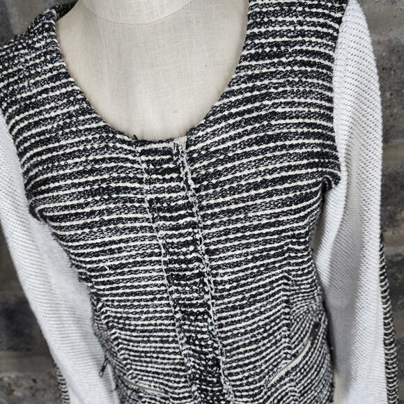 YEST sz 8 US black gray cotton wool snap front jacket tweed bodice Netherlands - Picture 3 of 8